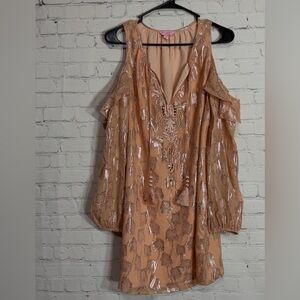 Lilly Pulitzer Peach Metallic Dress Womens M